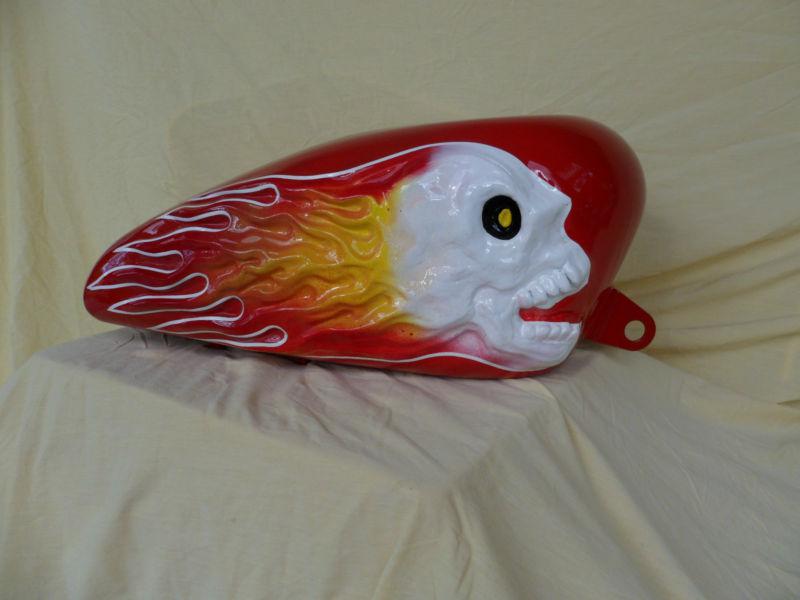 Harley davidson sportster gas tank with screaming demon sculpture embossed