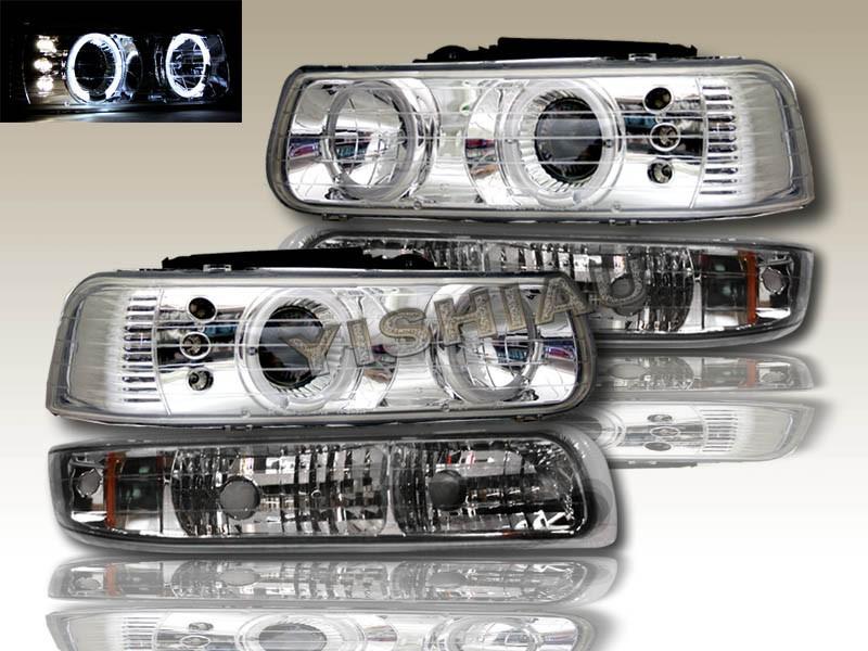 1999-2002 silverado led headlights+bumper lights clear