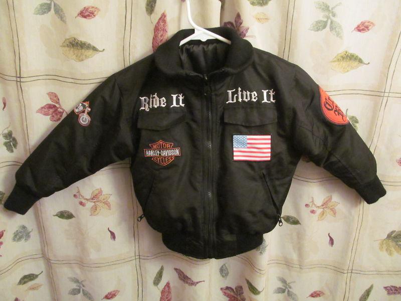 New childs harley davidson skull logo crazy rider embroidered reversible jacket