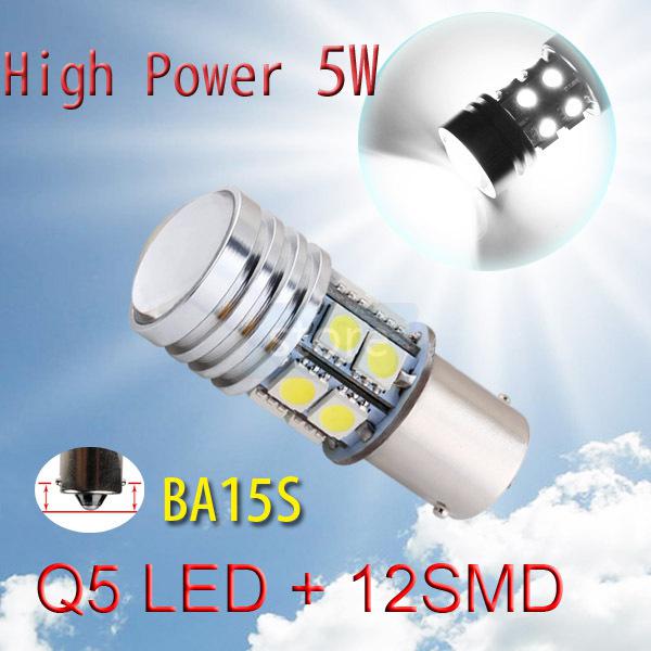 1156 ba15s high power q5 led 12 smd 5050 pure white tail car 5w light bulb