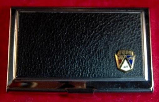 Ford crest - stainless steel & leather business card case