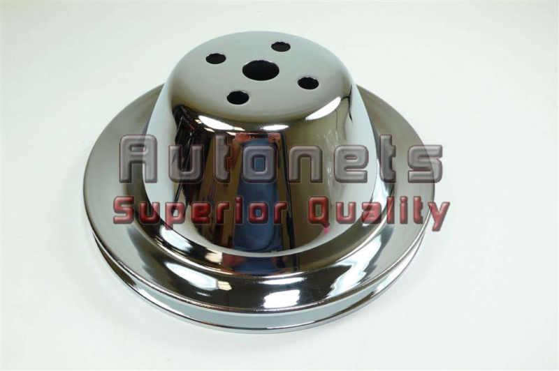 Chrome steel small block chevy short water pump upper pulley 1 groove 1955-68