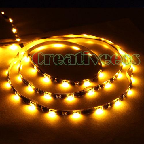 2x 120cm 60leds smd side-emitting waterproof flex led strip light amber yellow