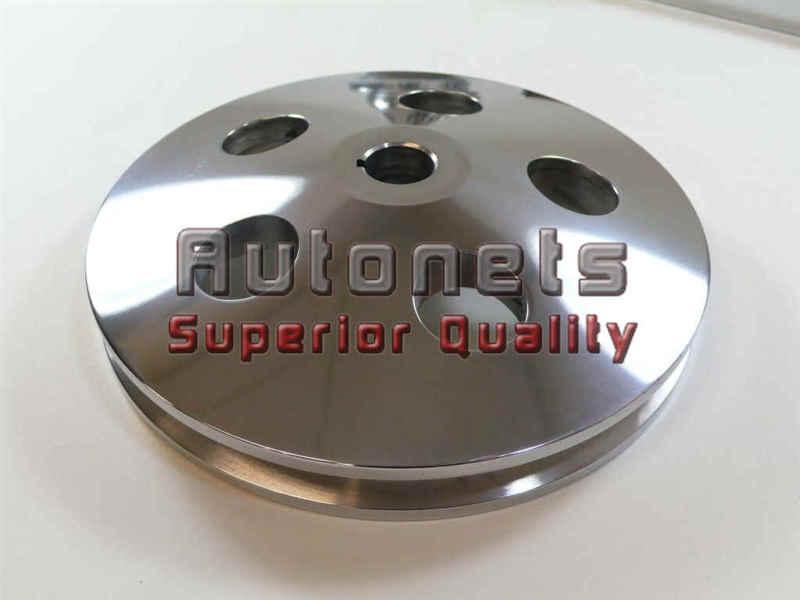 Polished aluminum gm single groove power steering pump pulley key way 5/8" shaft