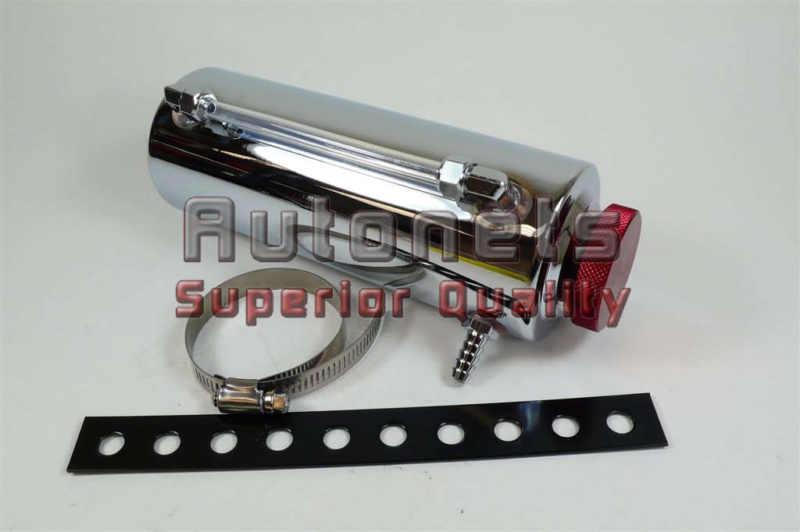 Chrome aluminum universal radiator fluid reserivor tank universal fit