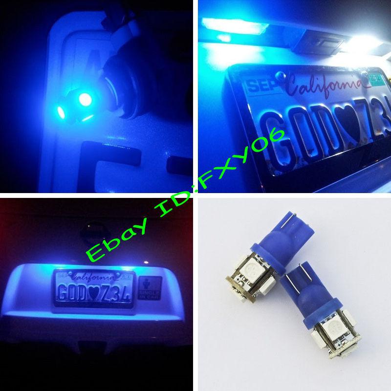 2x 5smd 5050 super blue led light bulbs t10 168 912 926 152 toyota honda nissan