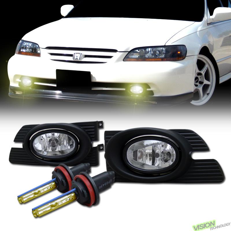 H11 3000k hid+clear lens driving/bumper fog lights lamps pair 01-02 accord sedan