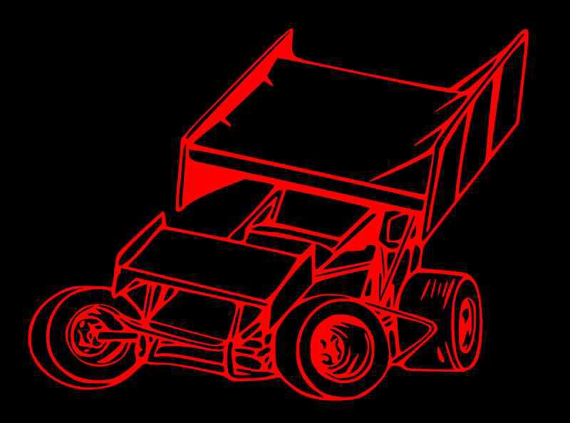 Sprint car racing red vinyl window decal