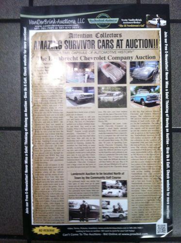 Nice lambrecht chevrolet auction poster 11x17 vintge car auction flyer 