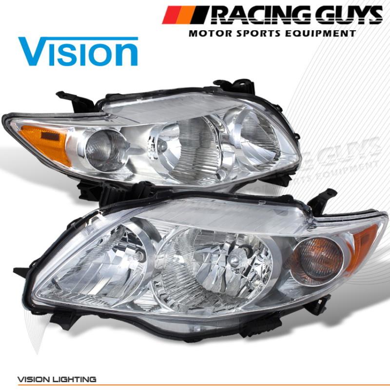 09-11 toyota corolla ce le xle chrome headlights set left+right chrome pair 10