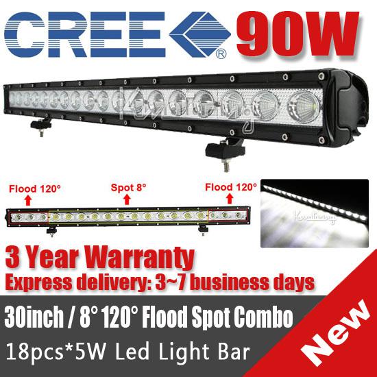 30" 90w cree led flood spot combo work light offroad lamp single row 120w/300w