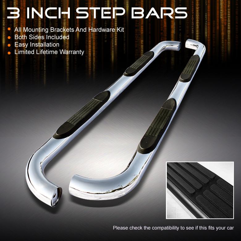 07-13 toyota fj cruiser  3" polished stainless steel side step bar running board