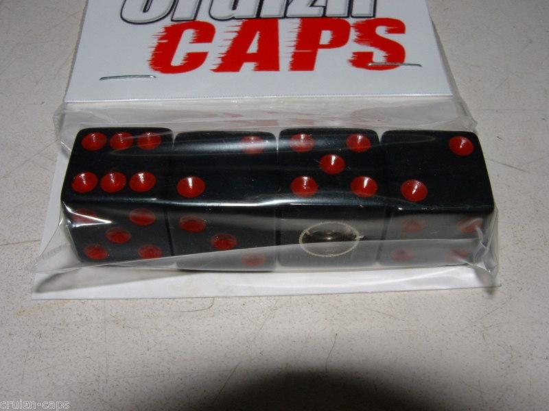 Cruizn caps dice valve caps - black with red pips -  nip