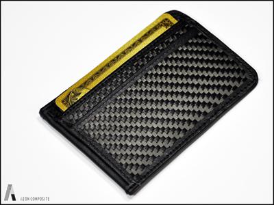 Aeon composite real carbon fiber leather id bill card holder case