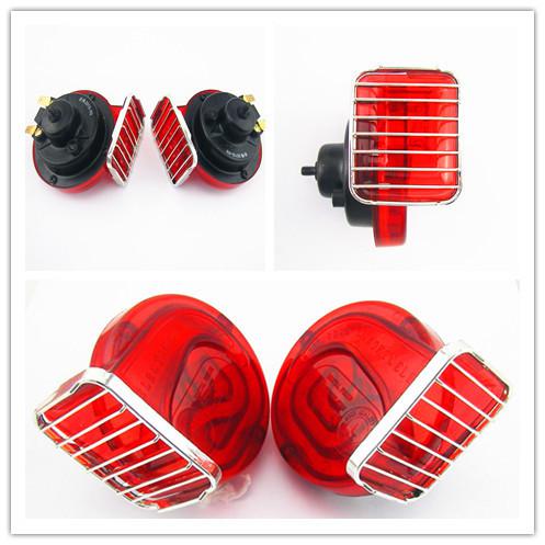 Red loud dual-tone snail universal 12v electric horn level 110 db for car truck