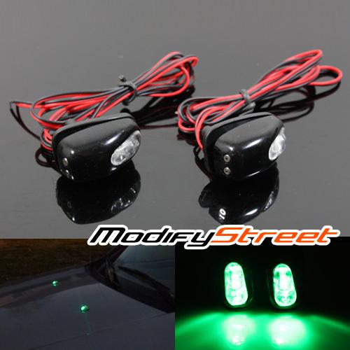 2 x universal fit green led black window windshield washer spray nozzle jet