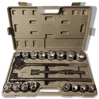 21 pcs 3/4" drive sae jumbo socket set ratchet handle wrench extension bar case