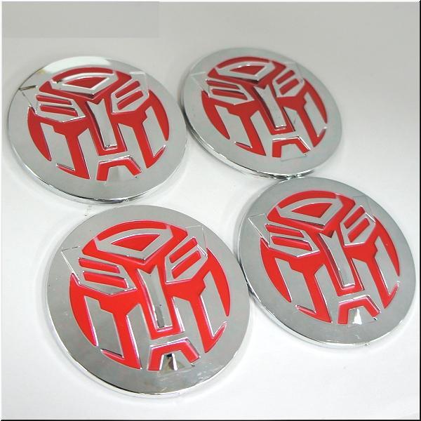 Car 3d autobots wheel center caps sticker chrome red x 4 pieces