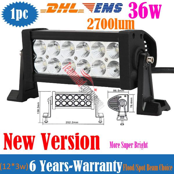 36w 7.5" 2700 lumens led driving work light bar for offroad 9v-32v car truck suv