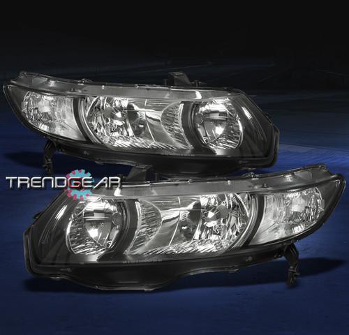 06-11 honda civic coupe 2dr crystal jdm black headlight lamp 07 08 09 10 new set