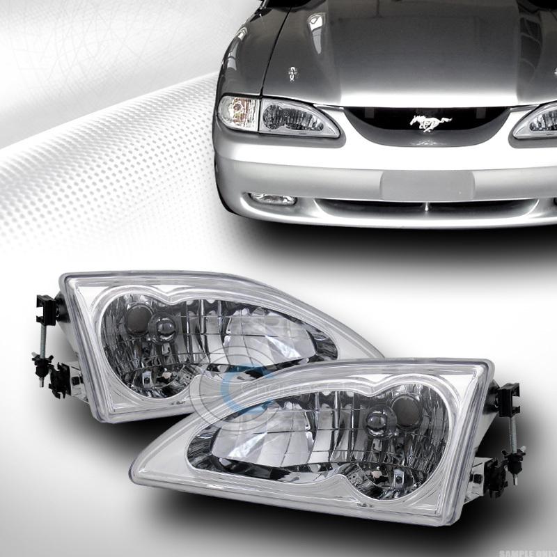 Sport style crystal clear lens head lights lamps new k2 94-98 ford mustang cobra