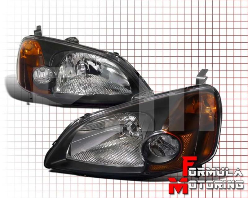 Honda civic 01-03 em2 es crystal black/amber headlights corner turn signal lamp