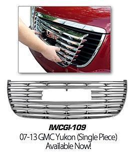 '07-13 gmc yukon - abs chrome plastic snap in grille insert / overlay gi/109