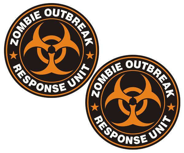 Zombie outbreak response unit decal set 3"x3" orange control team sticker zu1