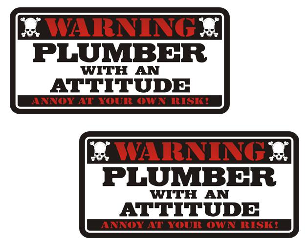 Plumber warning decal set 3"x1.5" plumbing heating hard hat vinyl sticker zu1