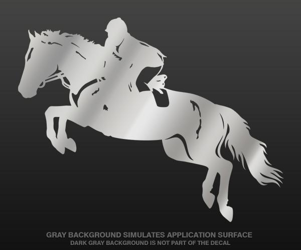 Jumper horse decal metallic silver 5"x2.8" equestrian sport vinyl sticker zu1