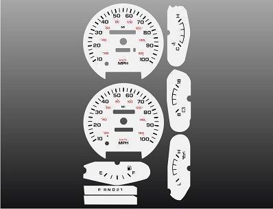 1990-1993 dodge ram instrument cluster white face gauges 90-93