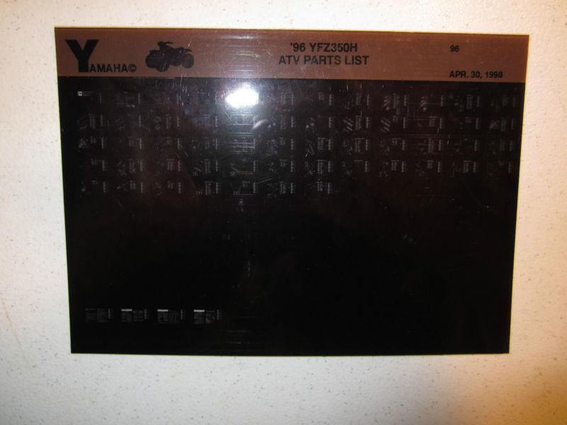 1996 yamaha atv yfz350h microfiche parts list catalog yfz 350 h