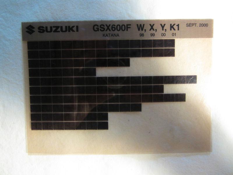 1998-2001 suzuki motorcycle gsx 600f w x y k1 katana microfiche parts catalog  