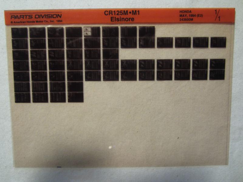 Honda motorcycle cr125m m1 elsinore microfiche parts catalog cr 125m 5/94