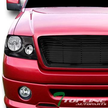 Black headlight signal parking dy+horizontal bumper grill grille 2004-2008 f150