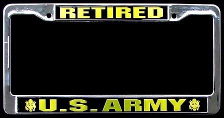 New license plate frame - retired u.s. army. 25005. free shipping