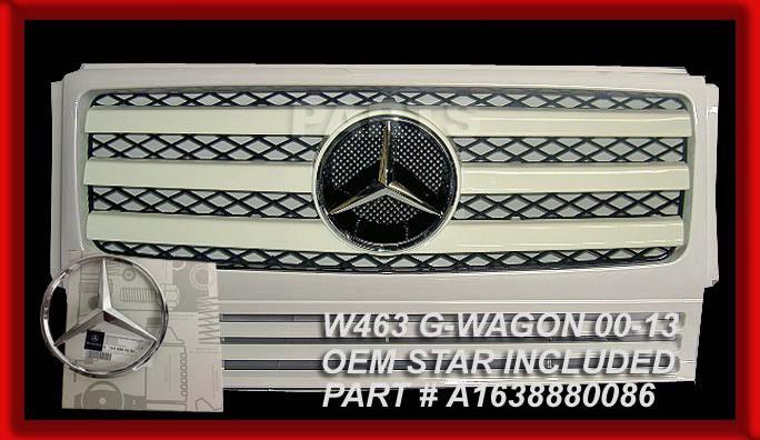 Mercedes benz g-wagon grille white g500 g55 2010 style 3 bars w463 g63