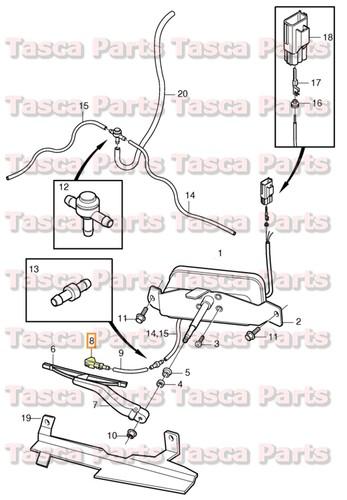 Oem rh pass-side headlight wiper washer nozzle 95-09 volvo 960 s60 s80 v70 v70xc