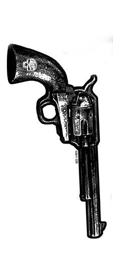 Cool revolver gun with skull grip handle sticker/vinyl decal art by hot leathers