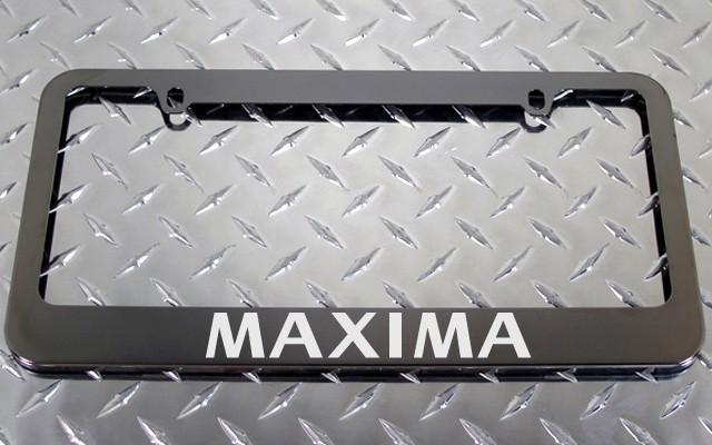 1 brand new nissan maxima gunmetal license plate frame +screw caps