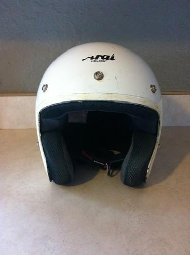 Vintage 1980's arai open face motorcycle helmet white classic / e