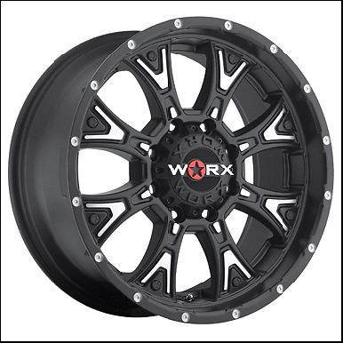 20x9 worx tyrant 805 5,6,8 lug 4 new black wheels rims free caps lugs stems