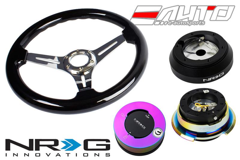 Nrg 330mm 2.5" d bk wood ch steering wheel 160h hub 2.8 bkmc neo release lock mc