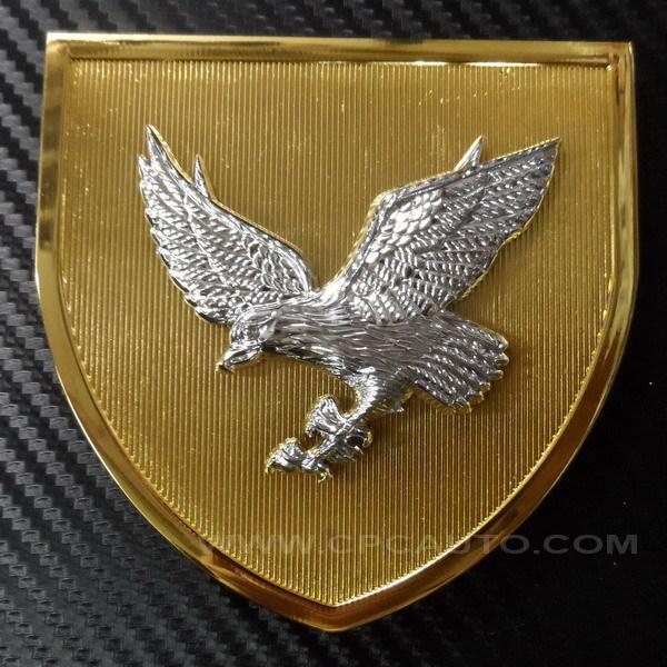 Car front grill grille fender hood metal emblem badge eagle silver w/ gold