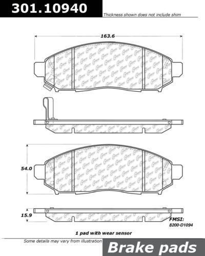 Centric 301.10940 brake pad or shoe, front-centric premium ceramic pads w/shims