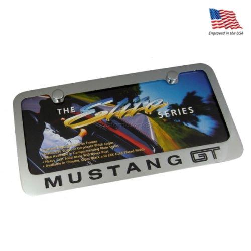 Ford mustang gt chrome brass license plate frame - new!