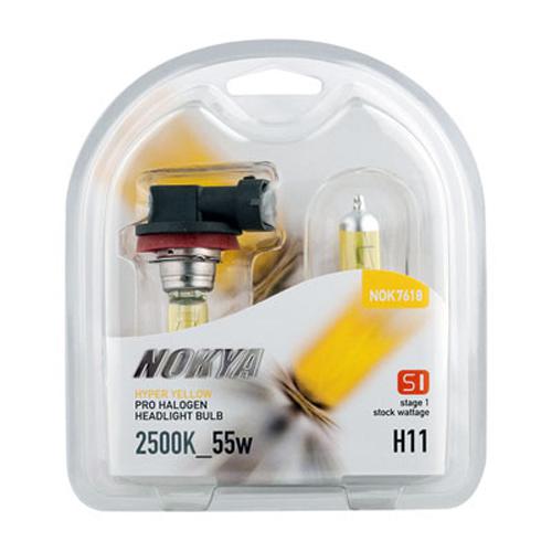 Nokya hyper yellow h11 55w halogen headlight bulbs + free gift