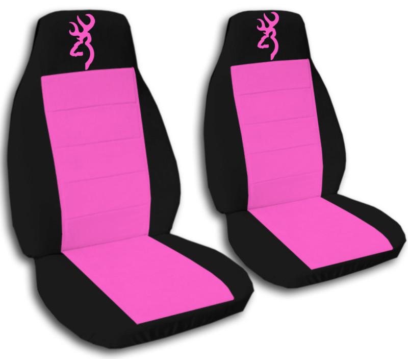 2 cute car seat covers velour hot pink & black with pink browning 