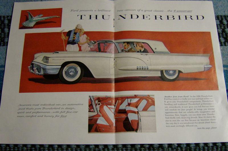 1958 ford thunderbird  centerfold magazine ad hot rod