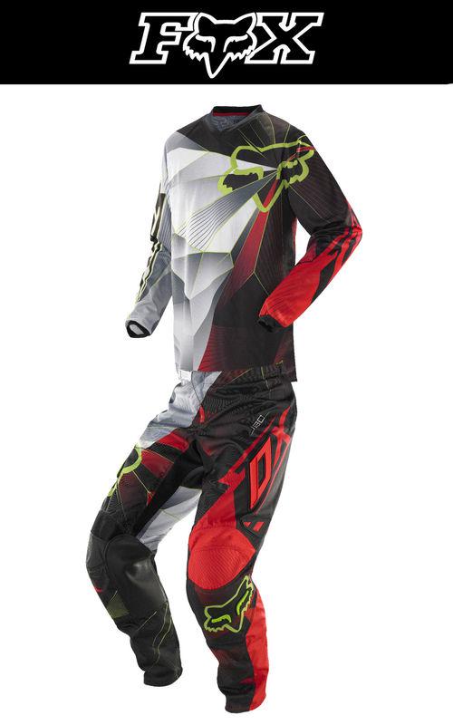 Fox racing kids hc jersey & 180 pant radeon red black combo kit dirtbike mx 2014